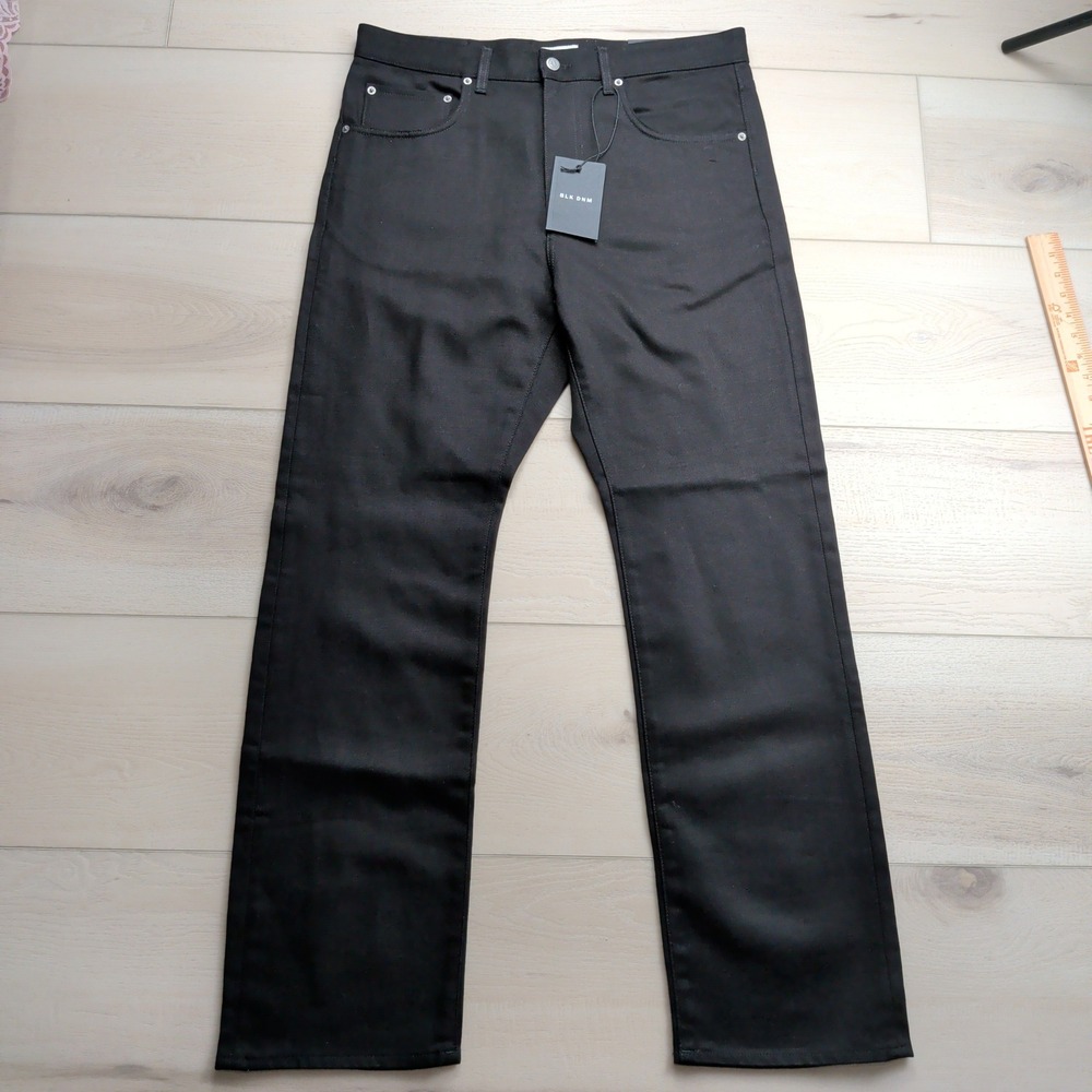 NEW BLK DNM Jeans 55 Mens 34x32 Black Straight Leg Cotton Made in Italy